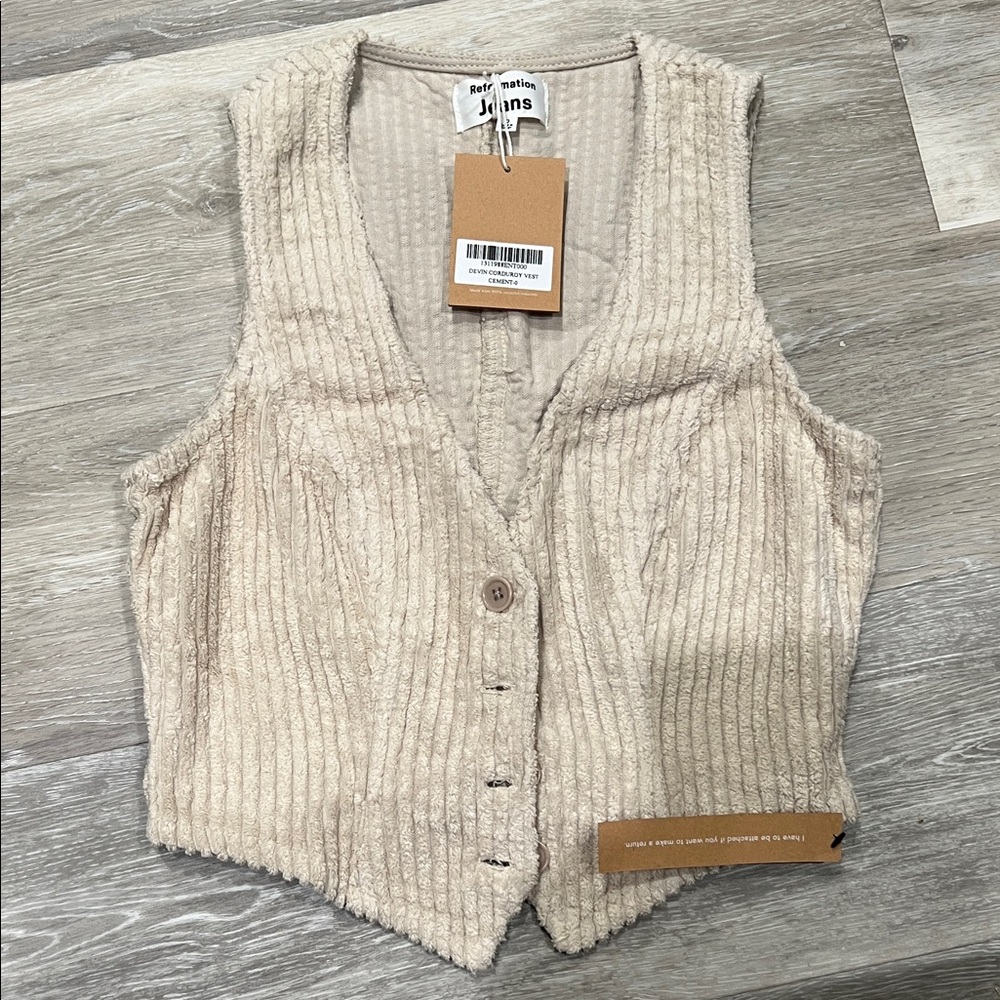 Reformation Cream Corduroy Vest